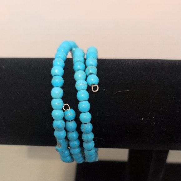 Turquoise Beaded Stretch Bracelet - Picture 2 of 3